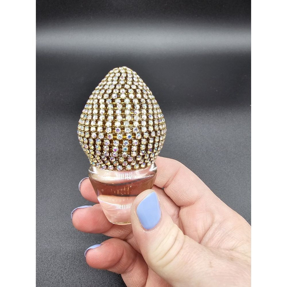 Vintage Rhinestone Beaded Paperweight Decanter Stopper Shape